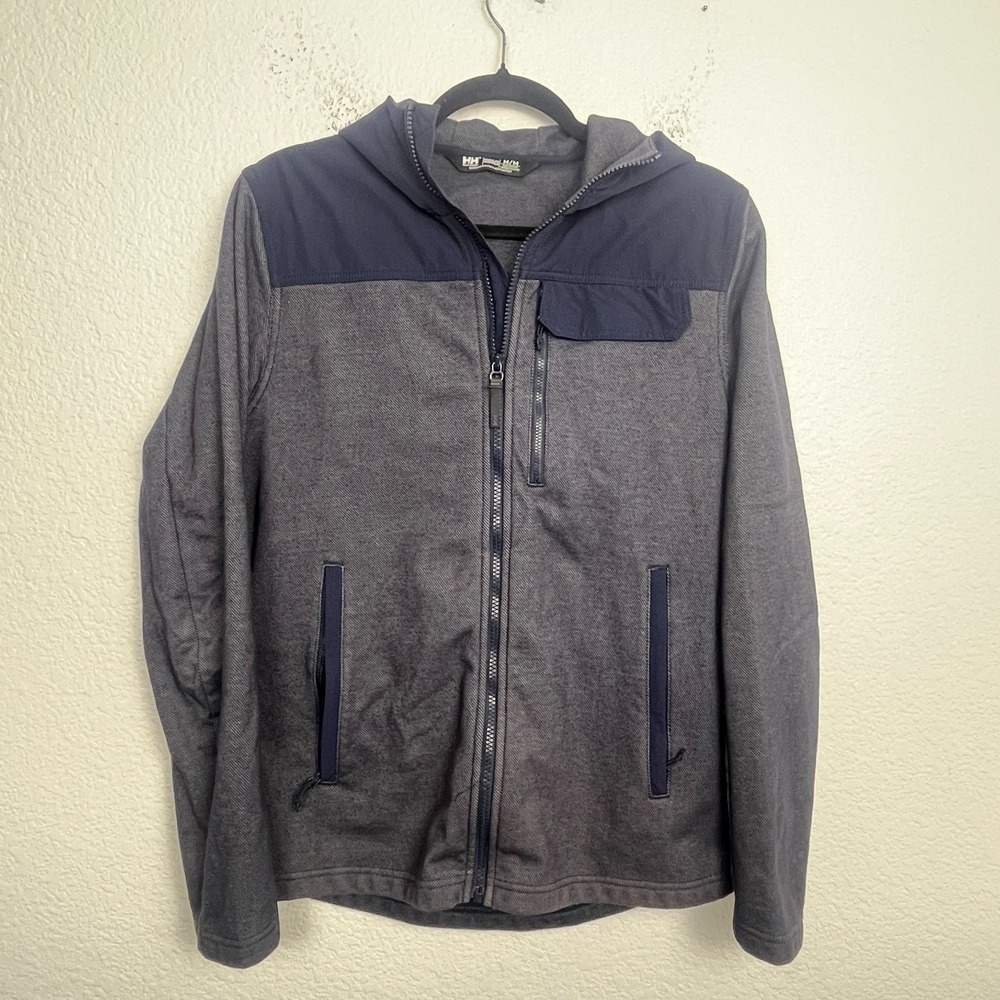 Helly Hansen Vanern Mid Layer Jacket Mens Medium Navy Gray Cotton Fleece Lined